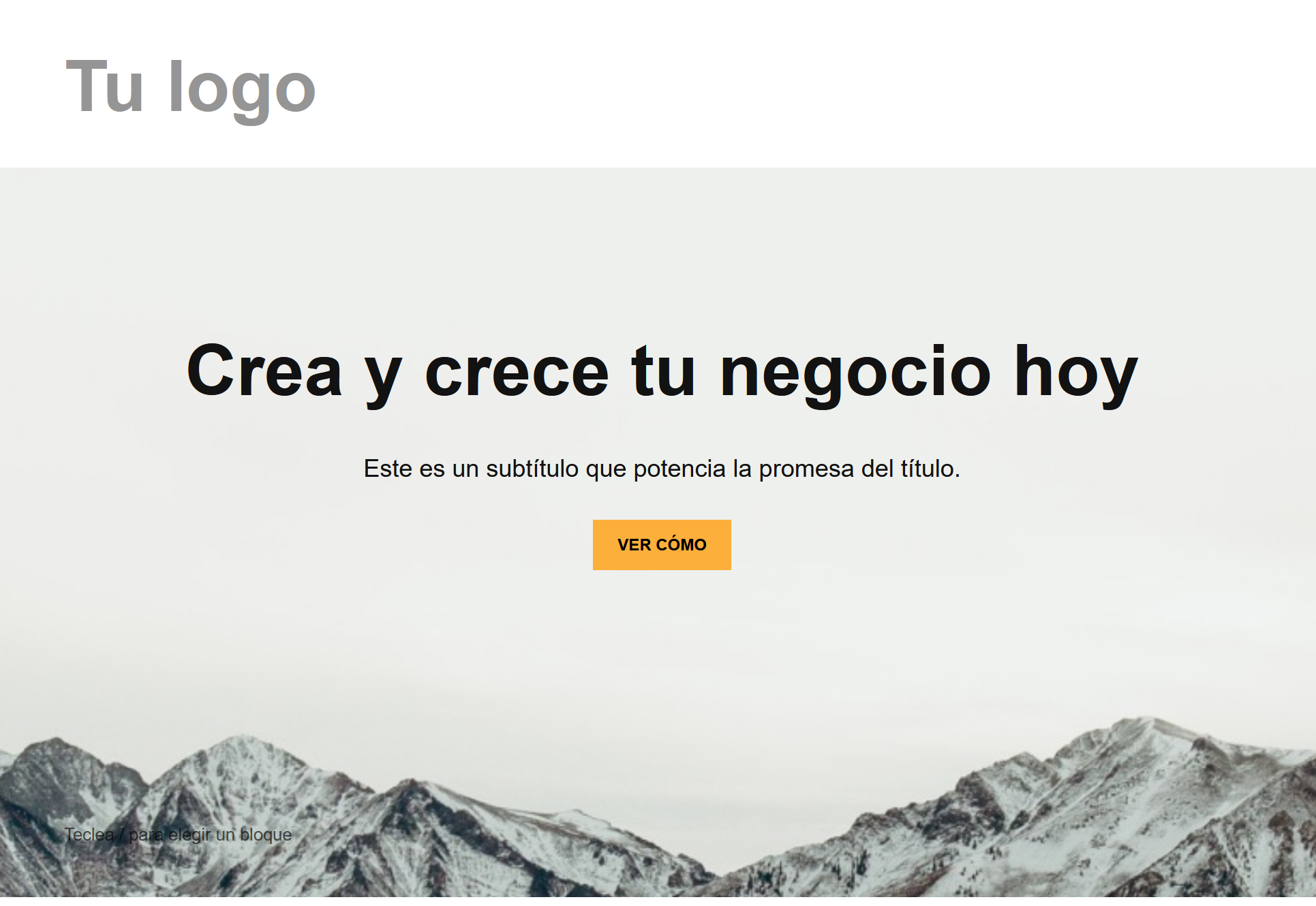 Parte superior de una página de ventas
