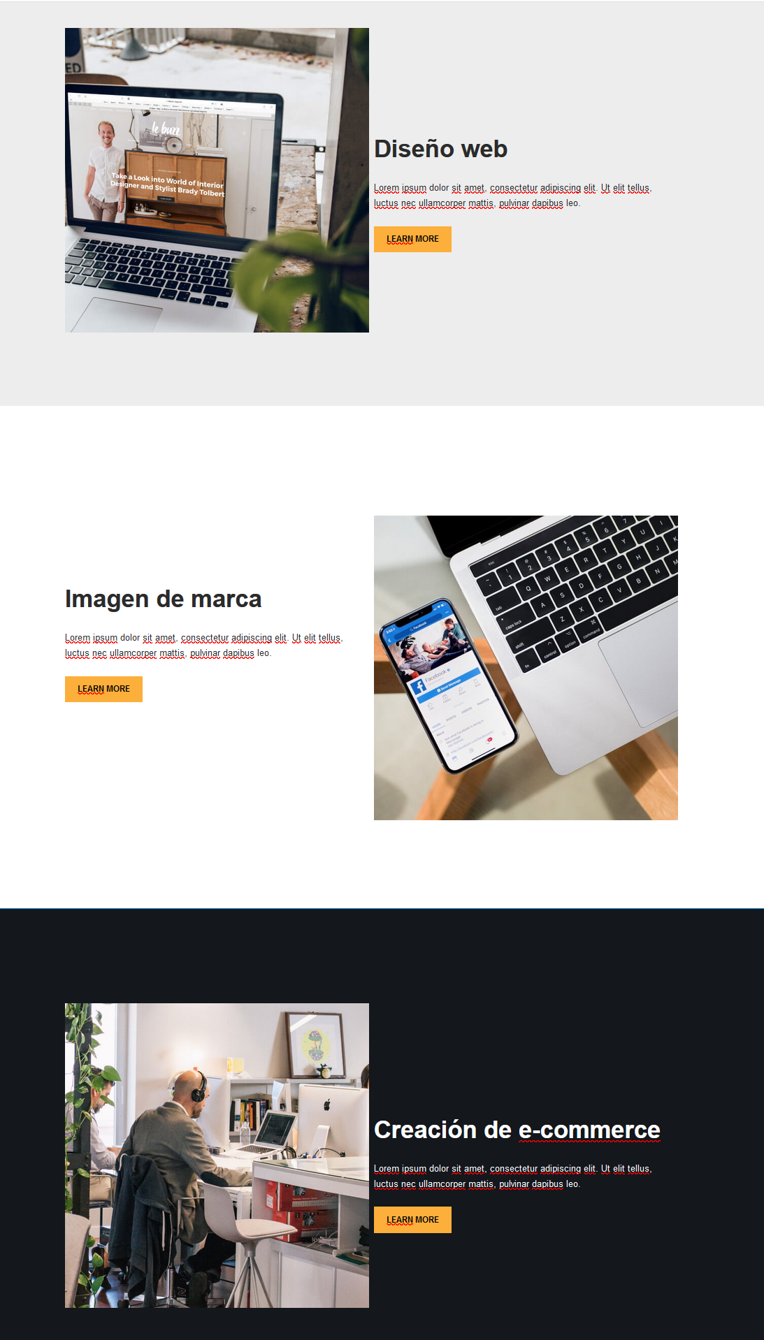 Resto de la página de ventas